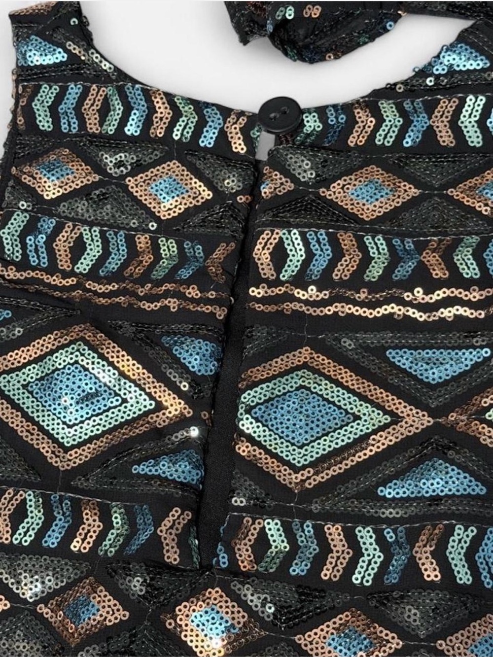 Show Me Your MuMu Black Sequin Geo High-Waist Shorts Set with Teal Accents - Picture 8 of 9